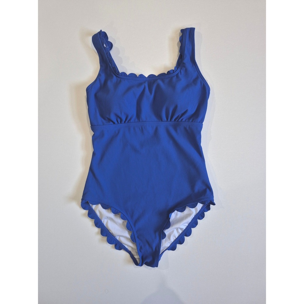 Charmo Blue Ribbed Scalloped One Piece Swimsuit‎ Size Medium